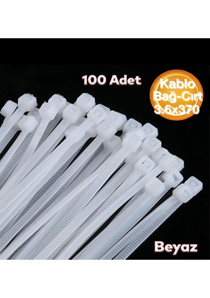 Plastik Cırt Kelepçe 3.6X370 mm (100 Adet) Beyaz