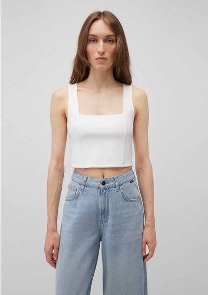 Kare Yaka Beyaz Crop Top 1612657-70057 modelleri