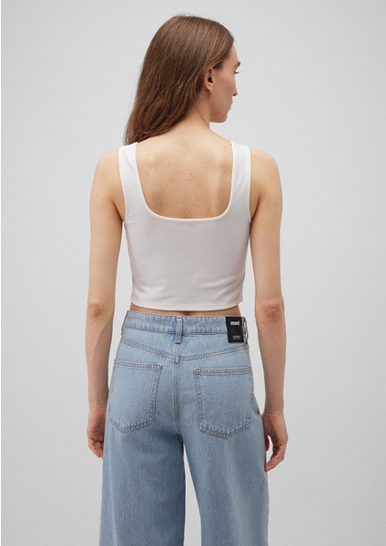Kare Yaka Beyaz Crop Top 1612657-70057 fırsatları