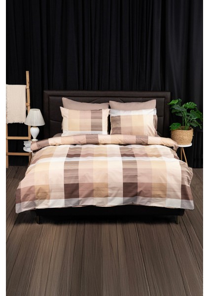 Nevora Premium %100 Pamuk Çift Kişilik Nevresim Takımı - Kahve