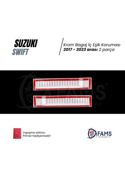 Suzuki Swift 2017-2023 Krom Bagaj Iç Eşik Koruma 2 Parça Paslanmaz Çelik