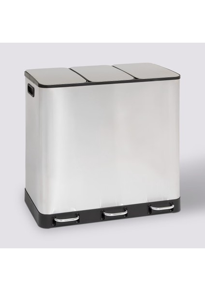 Ariane 3×18 L Metal Pedallı Çöp Kovası | Üç Bölmeli Geri Dönüşüm, Paslanmaz Gövde, Kolay Temizlik Çıkarılabilir Yıkanabilir İç Sepet