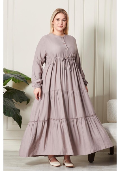 Kadın Büyük Beden Düğmeli Belmando Elbise