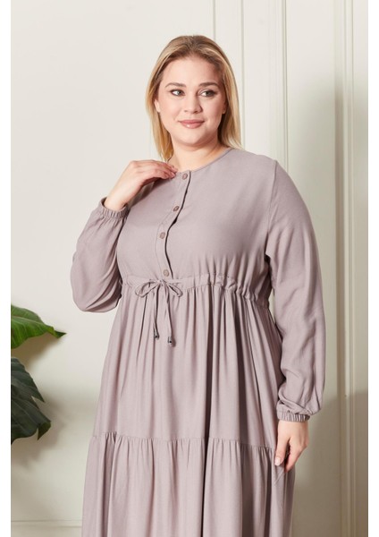 Kadın Büyük Beden Düğmeli Belmando Elbise modelleri