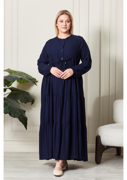 Kadın Büyük Beden Düğmeli Belmando Elbise