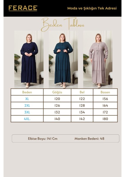 Kadın Büyük Beden Düğmeli Belmando Elbise fiyatları