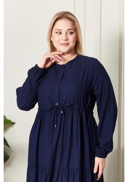 Kadın Büyük Beden Düğmeli Belmando Elbise modelleri