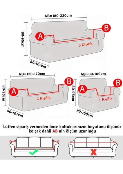 Yeni Tuğla Desen Koltuk Örtüsü Lastikli Kayma Yapmayan 3 Kişilik Çekyat Kanepe Kılıfı 1 Adet