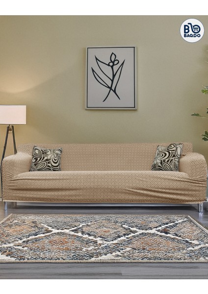 Yeni Tuğla Desen Koltuk Örtüsü Lastikli Kayma Yapmayan 3 Kişilik Çekyat Kanepe Kılıfı 1 Adet