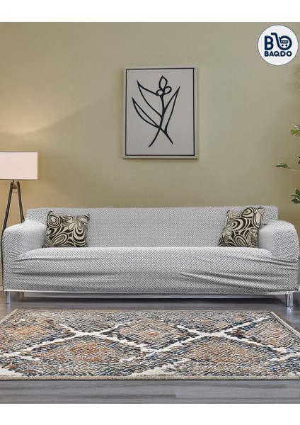 Yeni Tuğla Desen Koltuk Örtüsü Lastikli Kayma Yapmayan 3 Kişilik Çekyat Kanepe Kılıfı 1 Adet