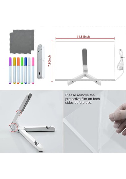 Yeni Tasarım 30X20 Neon LED Işıklı Büyük Boy Yazı Çizim Tahtası Ayarlanabilir Stant ve Kalem Hediye fırsatları