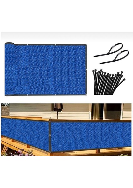 Balkon Demiri Perdesi Mavi Korkuluk Perdesi Çit File Gölgelik 80 x 200
