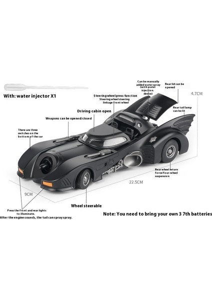 1/24 Batmobil Alaşımlı Model Püskürtülebilir (Yurt Dışından)