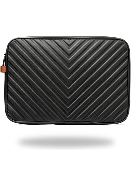 15 - 15,6 İnç Deri Siyah Laptop Kılıfı Kabartma Motifli Notebook Çantası Darbeye Dayanıklı Laptop Çantası