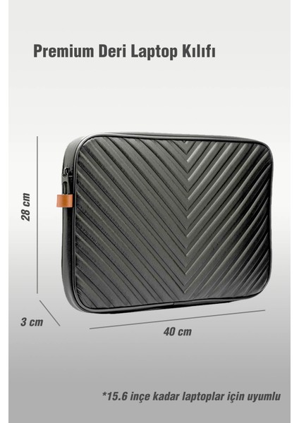 15 - 15,6 İnç Deri Siyah Laptop Kılıfı Kabartma Motifli Notebook Çantası Darbeye Dayanıklı Laptop Çantası