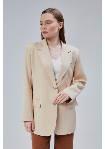 Kadın Oversize Düz Kesim Astarlı Dokuma Blazer Ceket modelleri