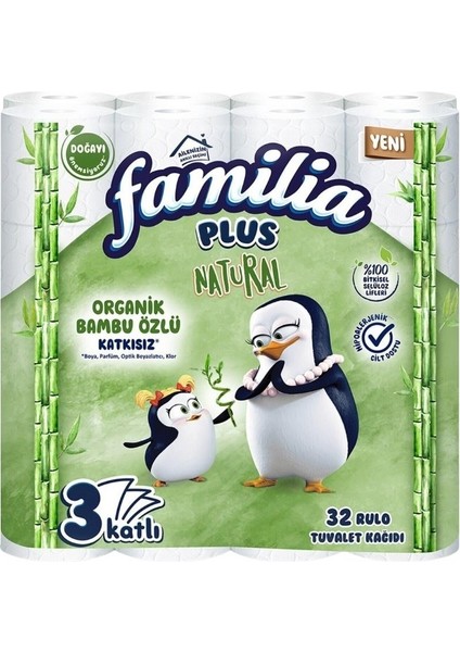 Plus Tuvalet Kağıdı 3 Katlı 128 Li Paket Natural Organik Bambu Özlü (4pk*32) fiyatları