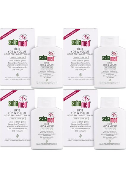 Yüz ve Vücut Temizleyici Likit 200ML (4 Lü Set)