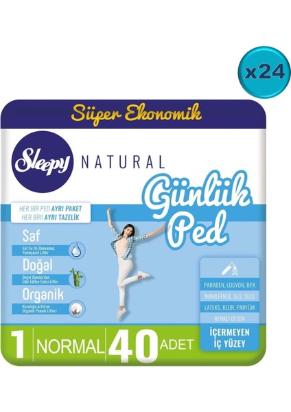 Natural Günlük Ped Normal 960 Adet Süper Ekonomik Pk (24PK*40)