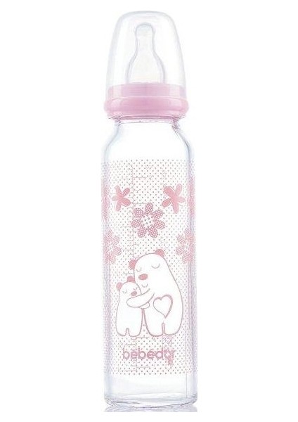Isıya Direnç/dayanıklı Cam Biberon 250ML (KOD:41302) - Pembe