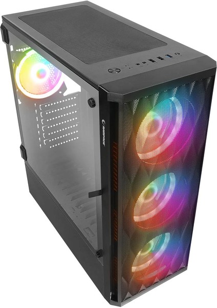 X-Horse 850W 80+ 4*12CM Argb Fan+Kontrolcü Manyetik Temperli Camlı Mid-T Gaming Oyuncu Kasası