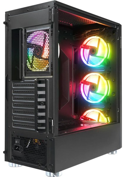 X-Horse 850W 80+ 4*12CM Argb Fan+Kontrolcü Manyetik Temperli Camlı Mid-T Gaming Oyuncu Kasası