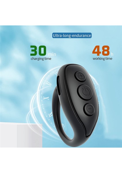 Bluetooth Uzaktan Kumanda Sayfa Çevirici, Cep Telefonu Kamera Deklanşörü Selfie Uzaktan Kumandası, IPhone IPad Için Akıllı Zil Uzaktan Kumandası - Siyah (Yurt Dışından)