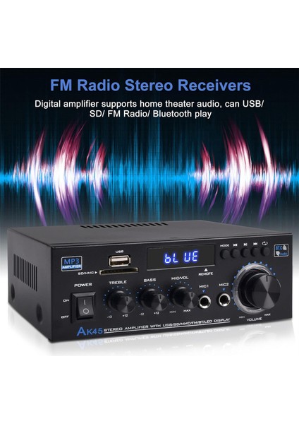 Stereo Ses Amplifikatör Alıcısı,bluetooth 5.0 Ses Hoparlörü, Amplifikatör Fm Radyo,ev Sineması Ses Stereo Sistemi-Ingiltere Tak (Yurt Dışından) indirimleri