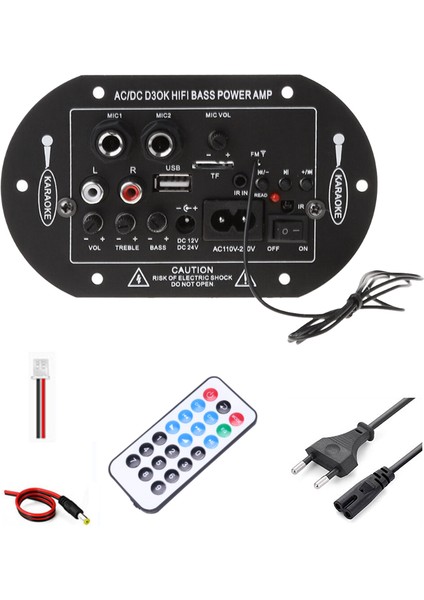 12V 24V Bluetooth Amplifikatör Kurulu 30-120W Hifi Çift Mikrofon Arayüzü Araba Subwoofer Amplifikatör Modülü (Ab Tak) (Yurt Dışından)