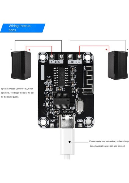 PAM8403 Dijital Bluetooth Amplifikatör Kartı DC5V Mini Kasa Type-C Güçlendirilmiş 5W USB Amplifikatör Kartı Modülü (Yurt Dışından)