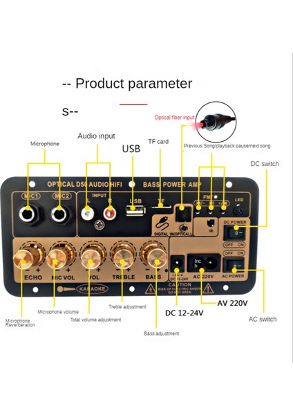 Dijital Bluetooth Stereo Amplifikatör Kurulu Subwoofer Çift Mikrofon Karaoke Araba Amplifikatörler Hoparlör Abd Tak (Yurt Dışından)