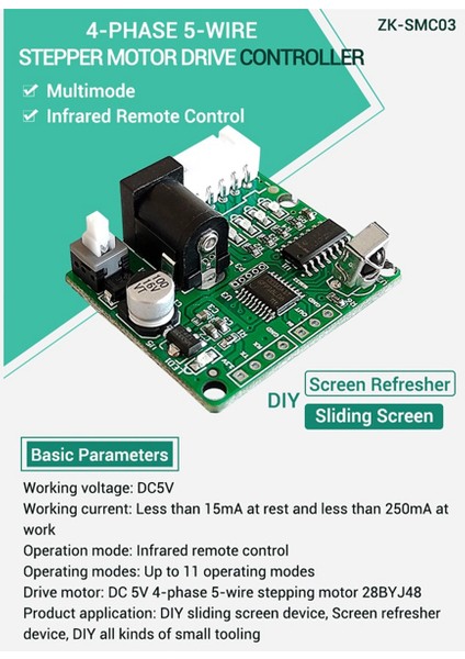 Dc 5V ULN2003 Dıy Step Motor Sürücü Kartı 28BYJ48 Kızılötesi Uzaktan Kumanda (Yurt Dışından) fiyatları