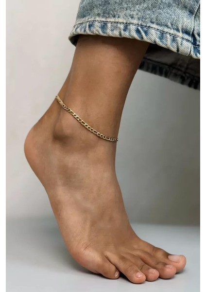 Paslanmaz Çelik Düz Figaro Zincir Halhal modelleri