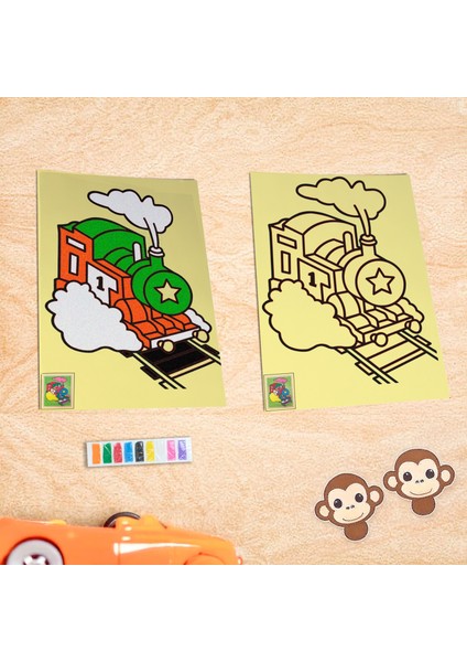 Renkli Kum Boyama Seti - 20 Adet A4 Ebadında