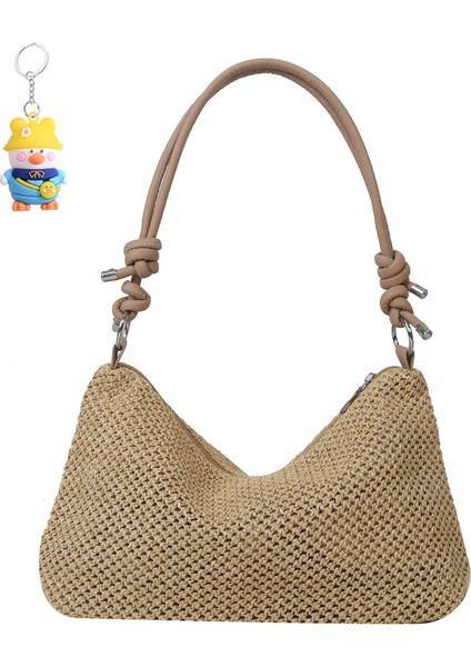 El Dokuma Çanta Kadın Moda Hasır Tote Çanta Çok Yönlü Büyük Kapasiteli Omuz Çanta Kadın (Yurt Dışından)