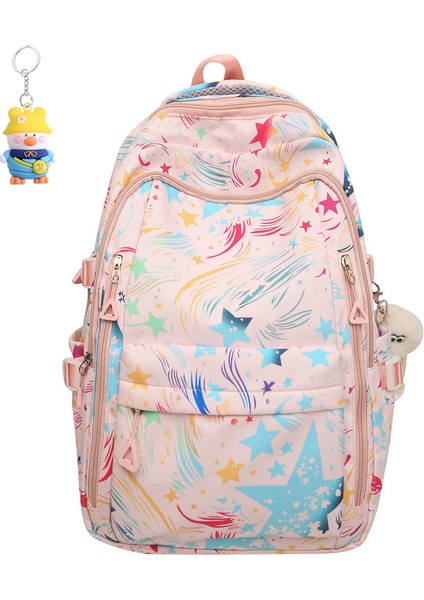 Okul Çantası Kadın Karikatür Ortaokul ve Lise Öğrenci Sırt Çantası Hafif Büyük Kapasiteli Seyahat Sırt Çantası (Yurt Dışından)