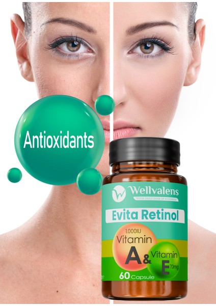 Evita Retinol A ve E Kapsülleri - Cilt ve Antioksidan Desteği | 60 Kapsül