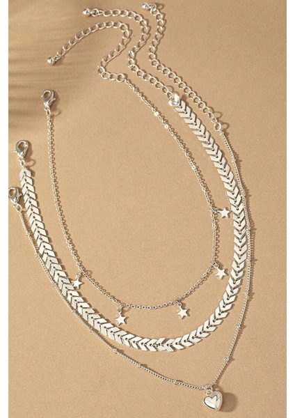 Gümüş Rengi Yıldız Sallantılı Choker Kolye Seti fırsatları