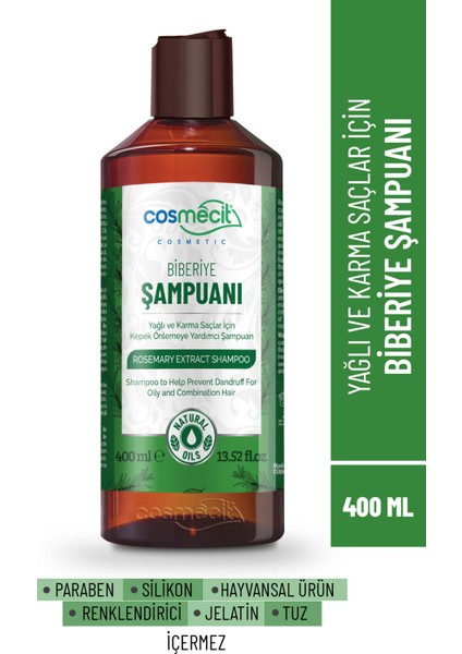Yağlı ve Karma Saçlar İçin Biberiye Özlü Şampuan 400 ml