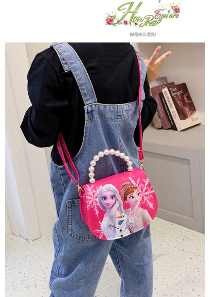 2024 Yeni Çocuk Buz ve Kar Omuz Çantası Moda Küçük Prenses Yüz Trend Dışında Aisha El Crossbody Çanta (Yurt Dışından)