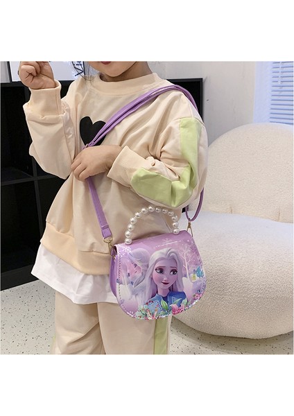 2024 Yeni Çocuk Buz ve Kar Omuz Çantası Moda Küçük Prenses Yüz Trend Dışında Aisha El Crossbody Çanta (Yurt Dışından)