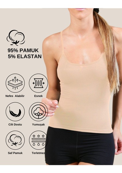 Kadın Pamuklu Ip Askılı Oval Yaka Atlet ( 3'lü, Siyah, Beyaz, Ten -Xl ) modelleri