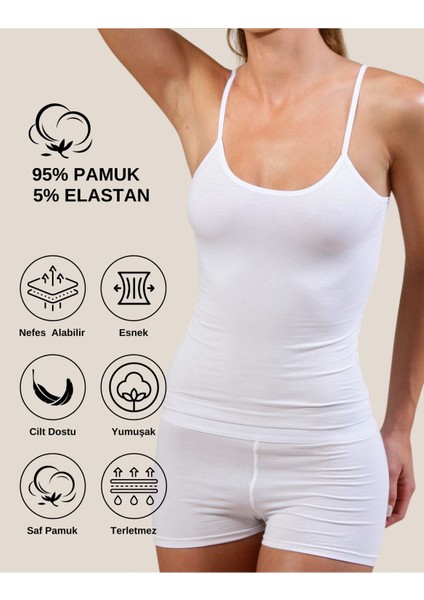 Kadın Pamuklu Ip Askılı Oval Yaka Atlet ( 3'lü, 3 Adet Beyaz - Xl ) modelleri