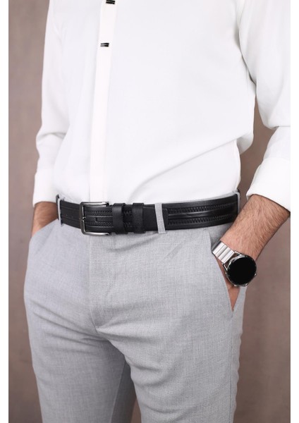 SMT-4407 Erkek Hakiki Deri Klasik Kot Kemeri