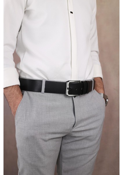 SMT-4415 Erkek Hakiki Deri Klasik Kot Kemeri