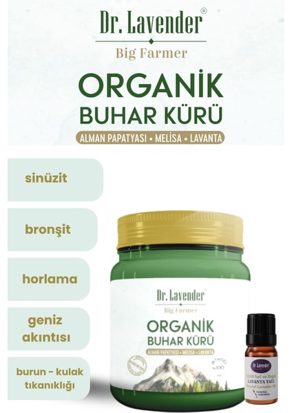 Organik Buhar Kürü Lavanta Melisa Papatya Doğal Solunum Desteği & Lavanta Yağı Set