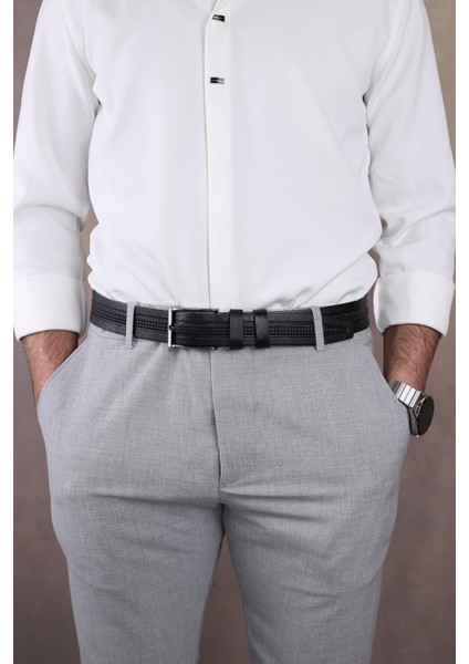 Smt- 4405 Erkek Hakiki Deri Klasik Kumaş Kemeri