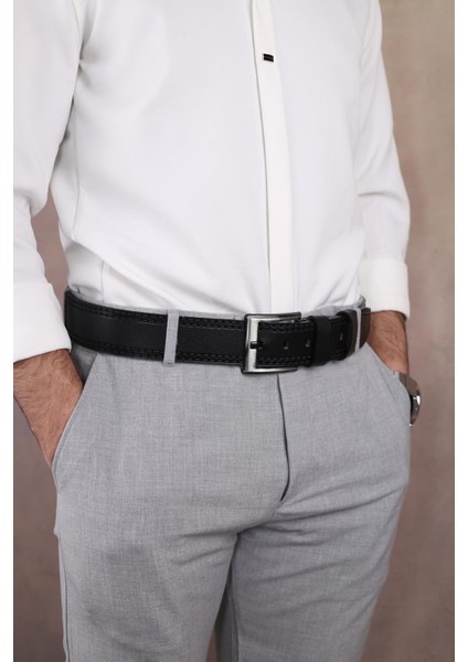 SMT-4413 Erkek Hakiki Deri Klasik Kot Kemeri