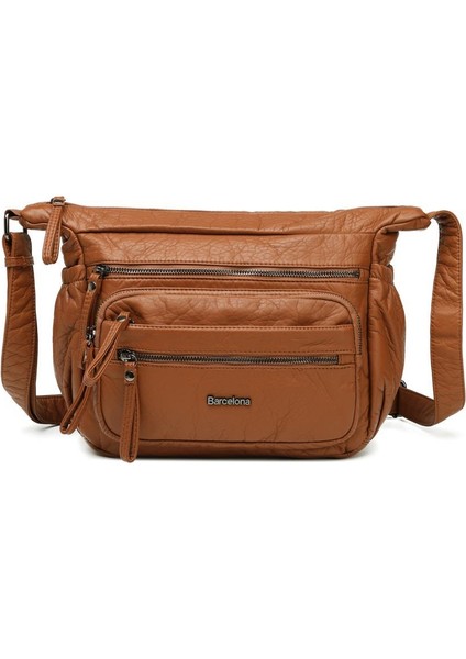 Yıkama Rölaks Deri Kadın Postacı Çantası 21K Barcelona 1919-6
