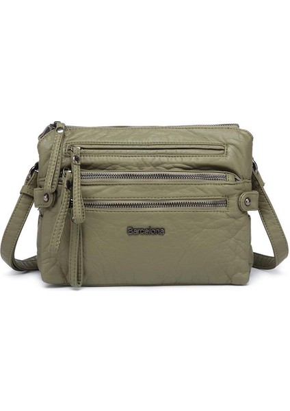 Yıkama Rölaks Deri Kadın Postacı Çantası 21K Barcelona 1920-6